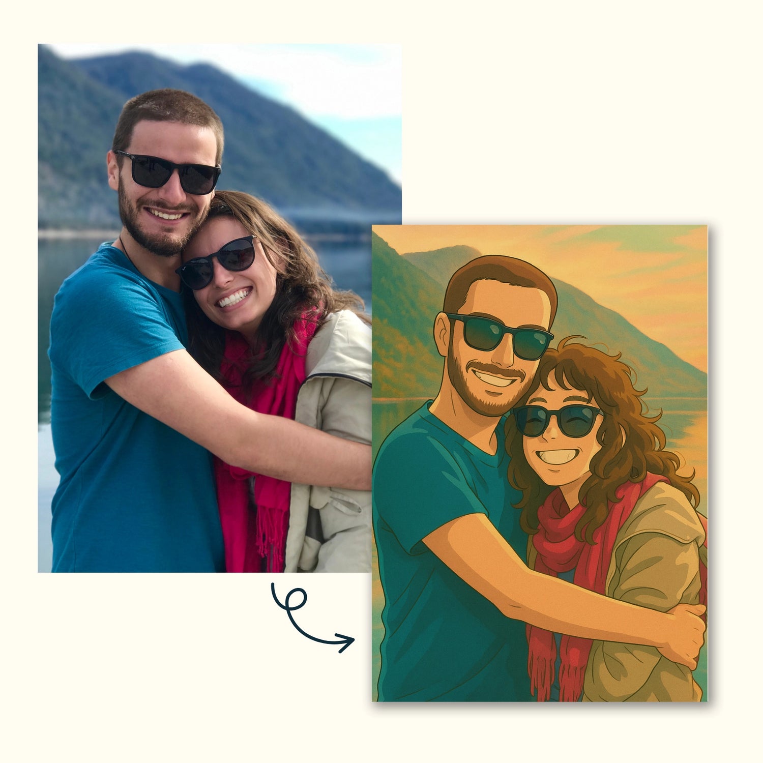 Poster Personnalise Ghibli Couple Amoureux