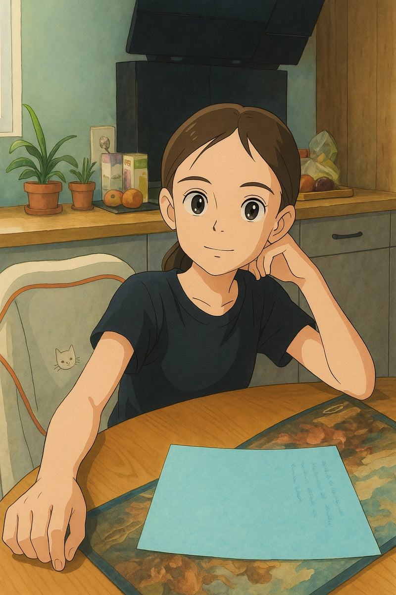 portrait fille assise ghibli